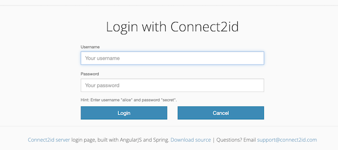 Connect2id login page
