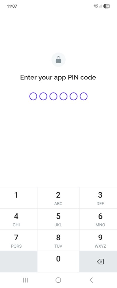 Paradym: enter the PIN code